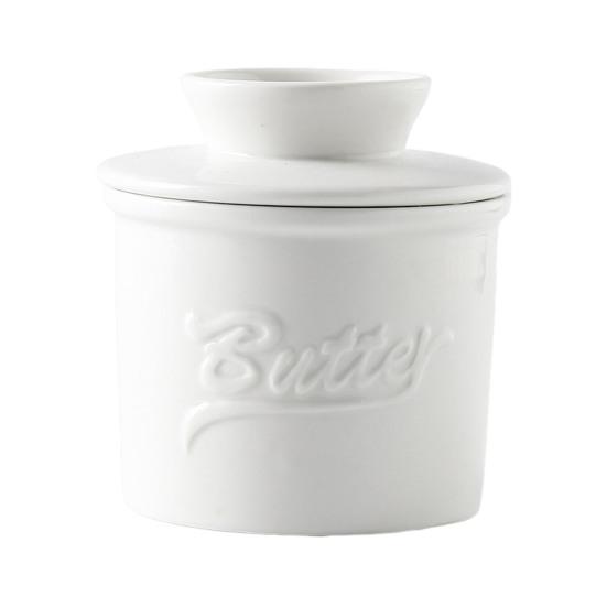 Ceramics Butter Crock with Lid French Butter Dish Keeper Counter Spreadable Soft Butter Container Storage Jar