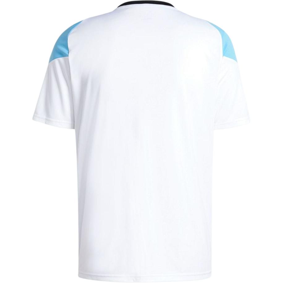 adidas Коллекция Месси SS24 Модная футболка с круглым вырезом и коротким рукавом с логотипом для тренировок Мужские топы Белый Синий IZ2996