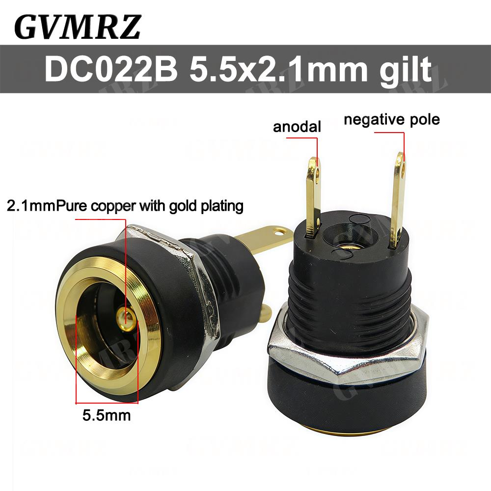 10PCS/lot DC022 DC-022 5.5x2.1mm DC Power Socket 5.5*2.5mm DC Connector 5.5*2.1 Round Hole Interface Panel Socket 3.5x1.3mm