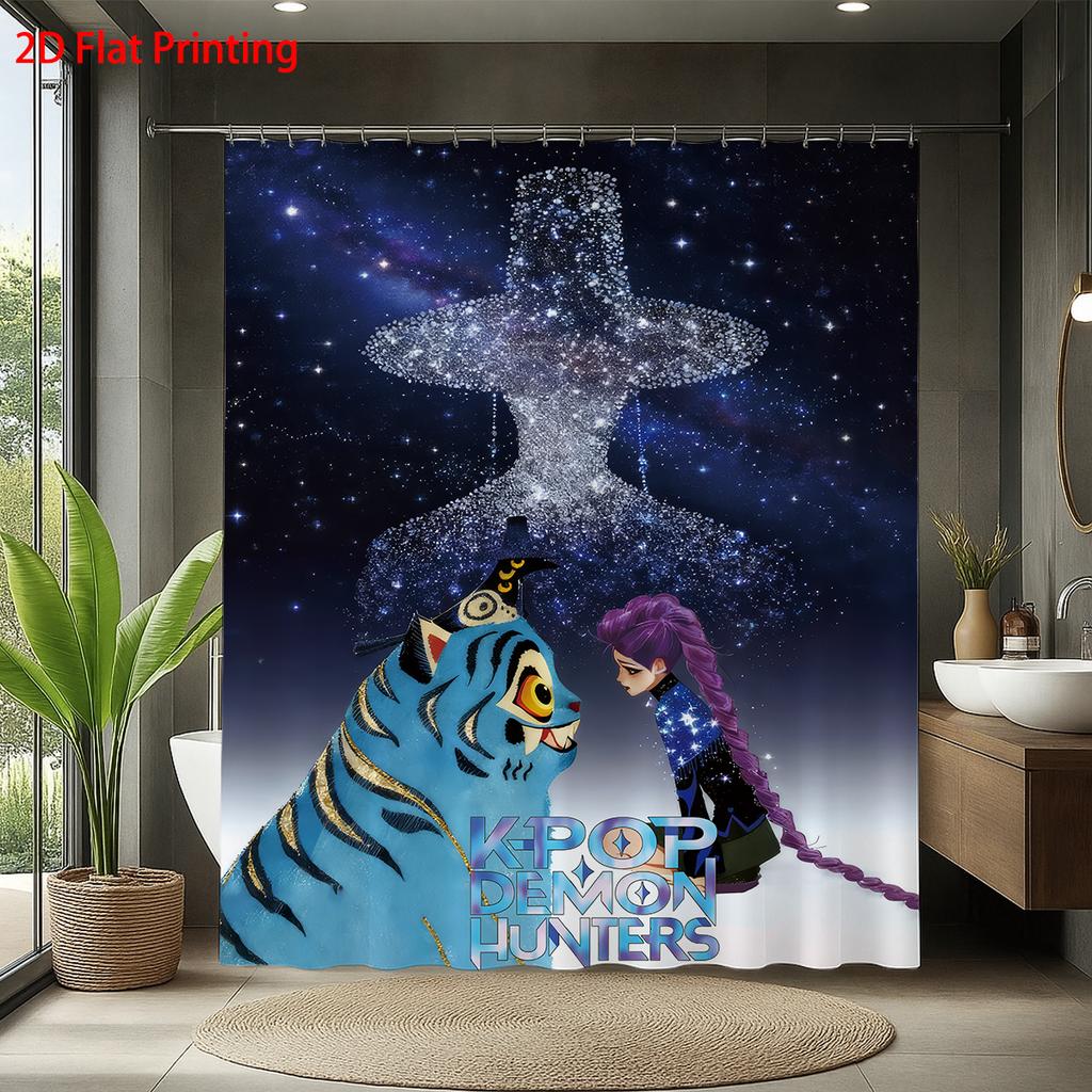 1 шт. K-pop принт «Охотники на демонов» водонепроницаемая перегородка для душа, ванной комнаты, приватности, подвесная штора с 12 крючками, простая установка