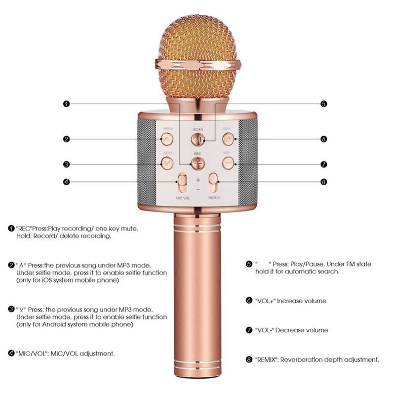 Новый беспроводной Bluetooth-микрофон для караоке, ручной микрофон для караоке, аудио для детей, музыкальная сценическая игрушка, музыкальный динамик для пения, детский подарок