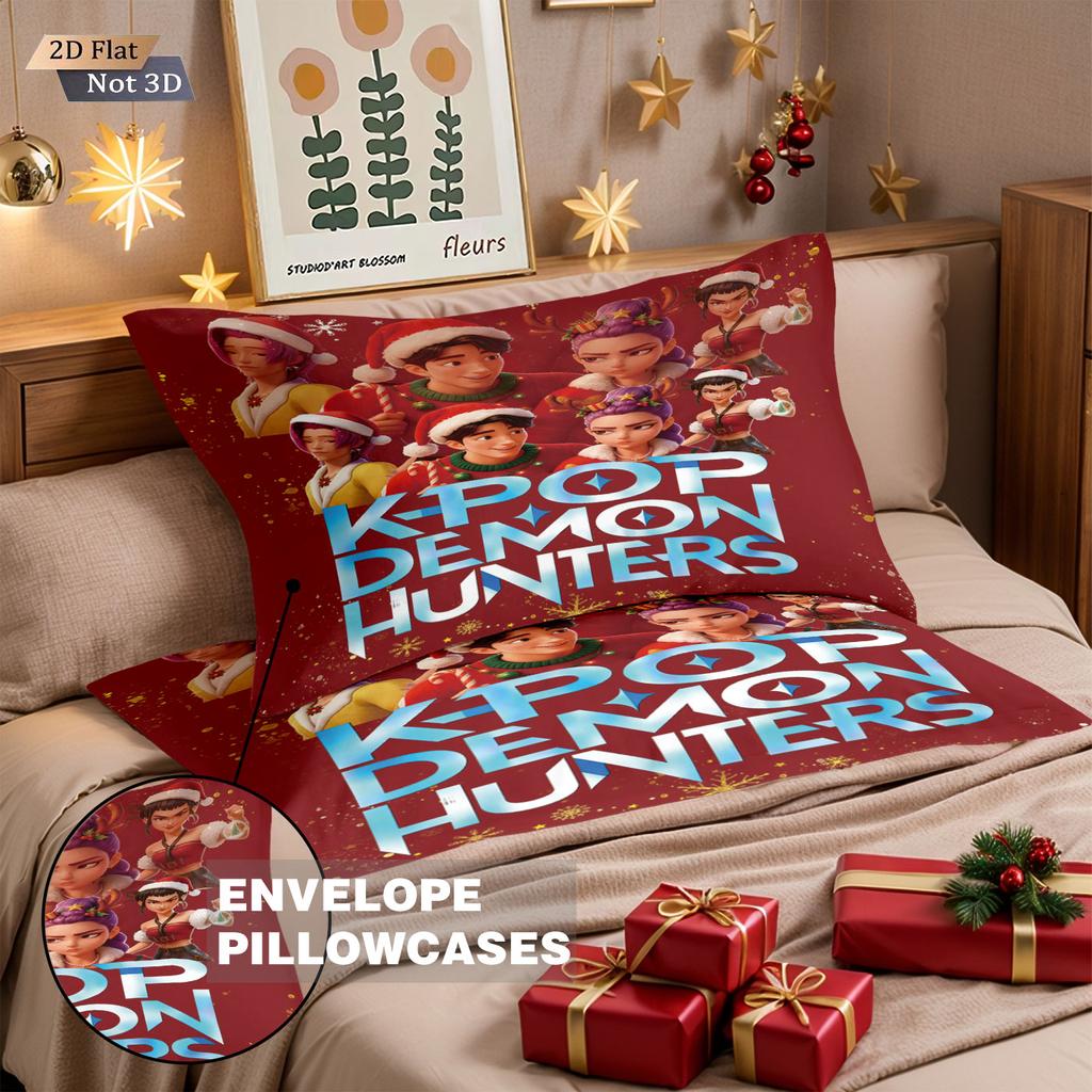 3pcs K-Pop Demon Hunters printed coreless down comforter set multi size bedroom bedding decoration soft and machine washable