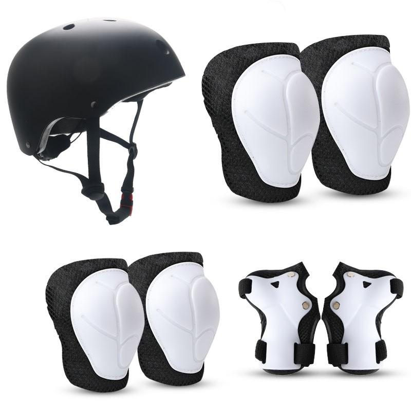 Kids Skateboarding Safety Gear Set With Helmet Knee Elbow Wrist Guards Roller Skating Scooter Cycling Outdoor Sports