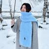 Wool Pony Embroidered Wool Scarf Women's Winter New High-end Warm Knitted Scarf College Style