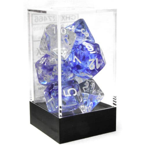 Набор кубиков D7 Кубик Туманность Многогранник (7 кубиков) (Темно-синий/Белый)
