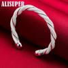 925 Silver Sterling For Women Man Mesh Wide Braided Bracelet Jewelry