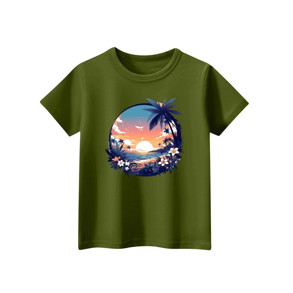 Детская модная повседневная футболка с круглым вырезом и короткими рукавами