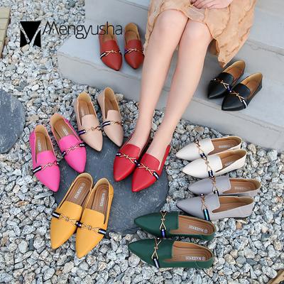 Модные женские мокасины с острым носком и металлической бабочкой цвета конфеты, с ремешком, слипоны, короткие, неглубокие, Ballrina, большие размеры 36-45