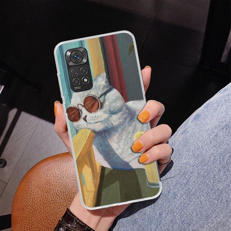 Милый Мультяшный Счастливый Кот Чехол для Телефона для Xiaomi Redmi Note 15 14 14S 13 Pro Plus 12 12S 11S 11E 10S 10 11T 5G Уникаль