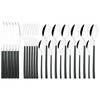 Western 24Pcs Black Gold Dinnerware Set Luxury Knives Fork Tea Spoon Cutlery Set Stainless Steel Flatware Tableware Kitchen Silverware