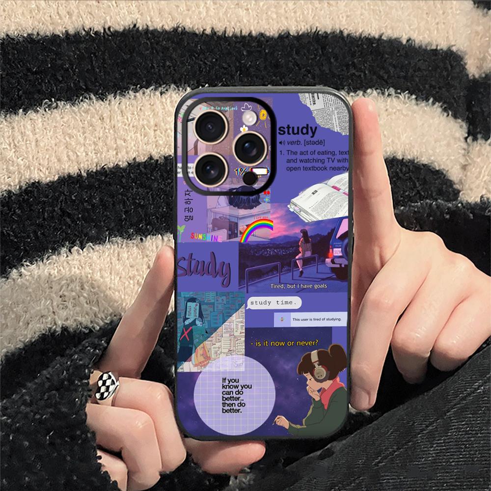 Good grades fashion ins pattern Phone Case For iPhone 17 16 e 15 14 13 12 Plus Mini Pro Max Soft black Shockproof Cover