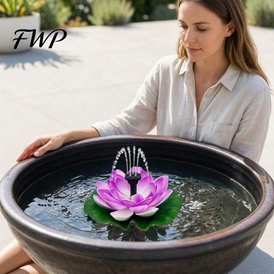 Солнечный фонтан для воды, лотос, плавучая поилка для птиц, с взаимозаменяемыми насадками, для садового пруда, патио, двора