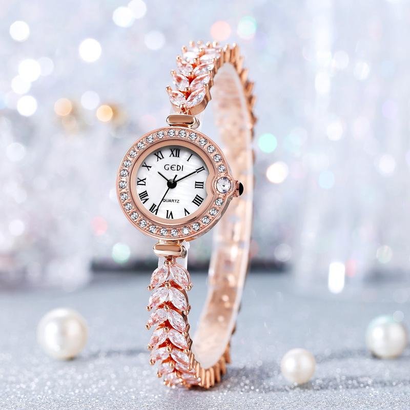 Elegant Watches for Women Silver Rhinestone Fashion Casual Luxury Ladies Watches Waterproof 3Bar Simple Design Top Brand