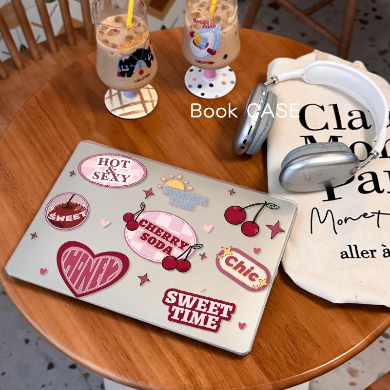 Защитный чехол для MacBook Air M4 Cherry, прозрачный, матовый акрил, с наклейкой для руки