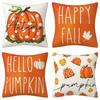 Pumpkin Pillow Cover Autumn Harvest Linen Print Sofa Cushion Cover Bedroom Pillow Cover