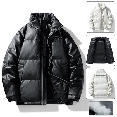 Куртка мужская короткая зимняя утолщенная 90% белая утиная пуховая ветрозащитная и снегозащитная куртка из искусственной кожи для пар зимняя одежда