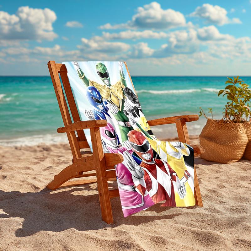1pc Mighty Morphin Power Rangers2 Beach Towel, Comfortable and Thick, and Swimming/Bath/Picnic/Camping Towel, Suitable for Seaside Beaches