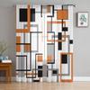 Abstract Geometric Squares Art Black Red Sheer Curtain Living Room Printed Tulle Window Curtain Luxury Home Balcony Decor Drapes
