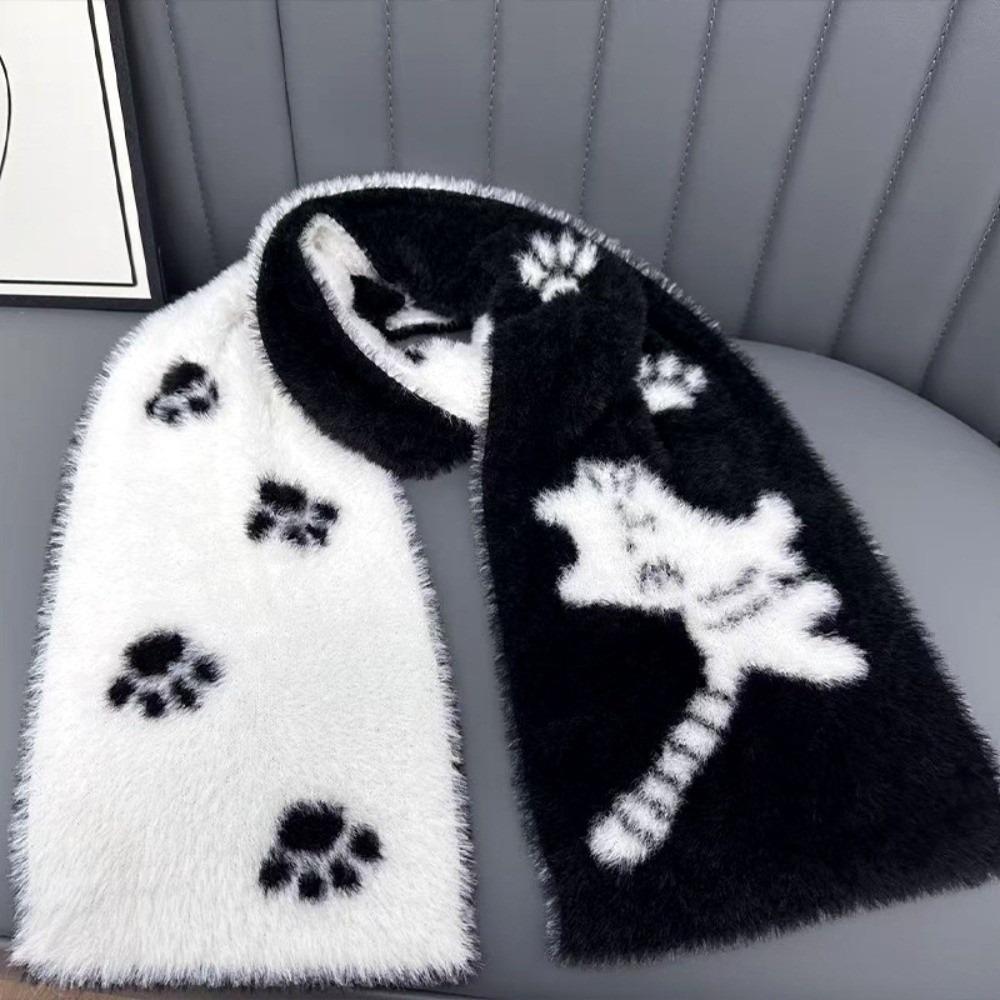 Cat Winter Scarf Warm Pashmina Cute Mink Wool Scarf Women