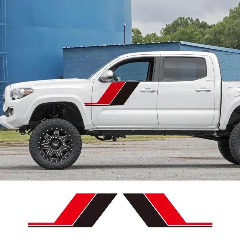 Наклейки на боковую дверь пикапа для Toyota Tacoma Графика грузовика Цветные винтажные полосы Декоративное покрытие Виниловая наклейка Автоаксессуары