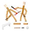 Bamboo Man Table Funny Toy with Weapon PK Battle Natural Bamboo Rope Controlled Fighter Board Game Funny