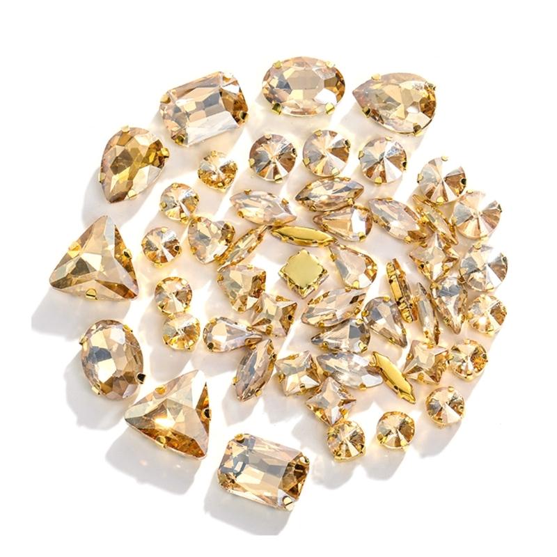 50 шт. Стразы смешанной формы с плоской основой, пришивные драгоценные камни для самостоятельного изготовления обуви, одежды, ювелирных изделий