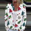 Women's Fashion Christmas Printed Long Sleeve Knitted Cardigan Button Down Jacket