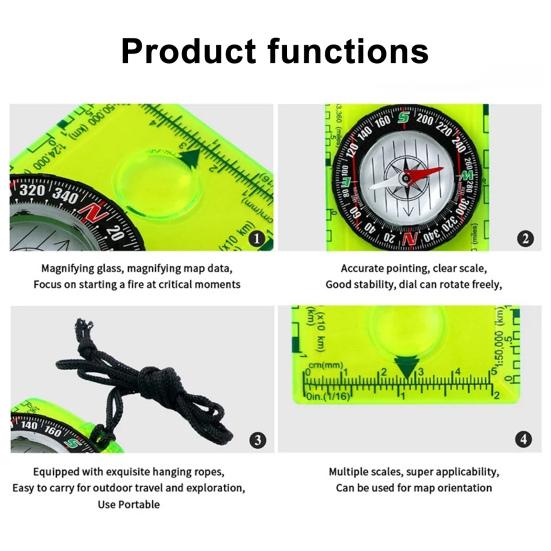 Уличный компас с увеличительным стеклом, линейкой, шкалой, многофункциональный, для кемпинга, пеших походов, туризма, выживания, ориентирования, навигационный инструмент