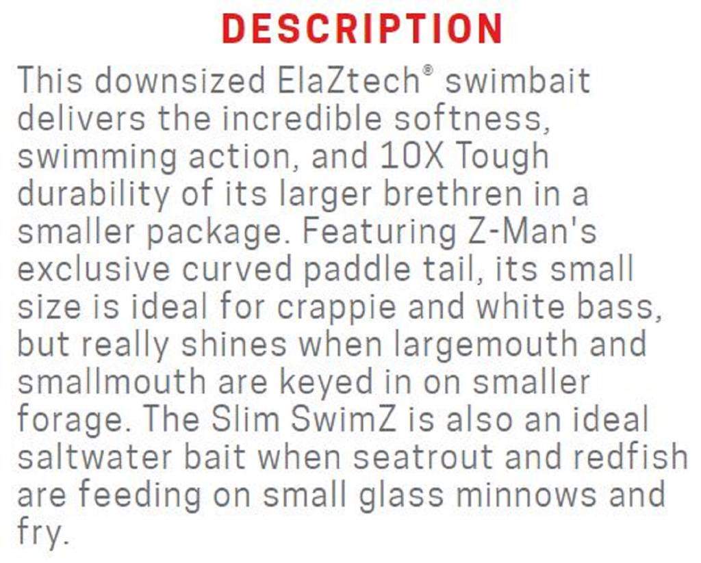 Zman Мягкая приманка Slim SwimZ 2,5 дюйма, 8 шт. в упаковке, Dirty Oil (4687)