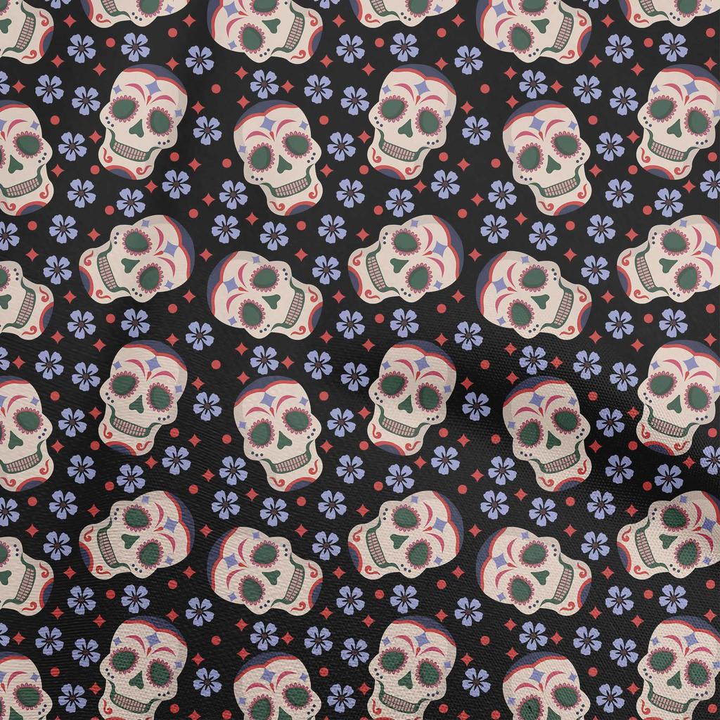 oneOone Georgette Viscose Black Fabric Skull Dress Material Fabric Print Fabric By The Yard 42 Inch
