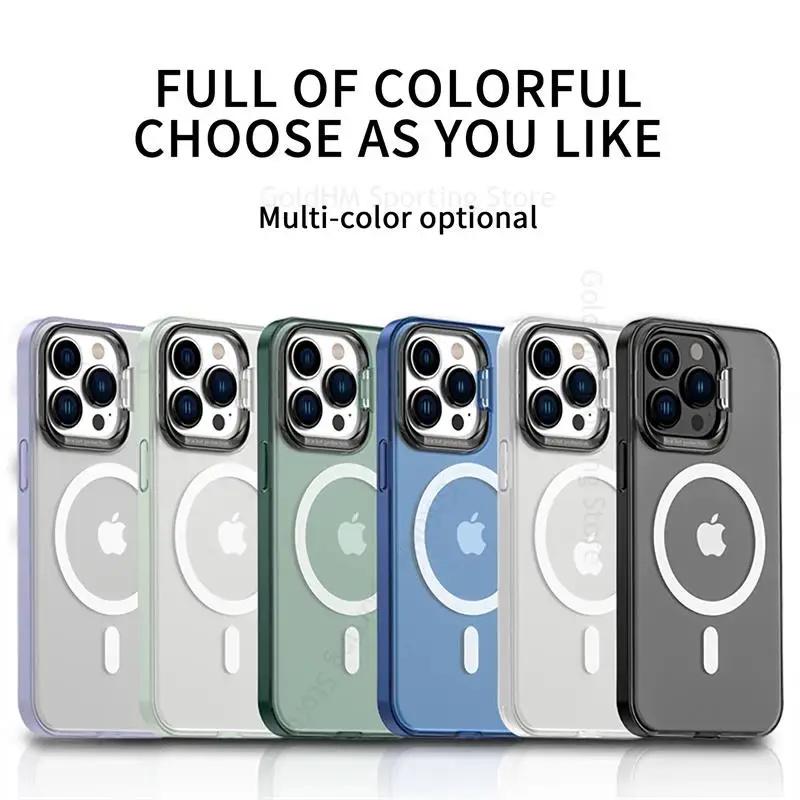 Для чехла Magsafe Kickstand для iPhone 16 Pro Max, беспроводного зарядного устройства Magsafe, чехол для Apple 15, 14, 13, 12, 16 Pro, невидимый кронштейн, откидная крышка для объектива