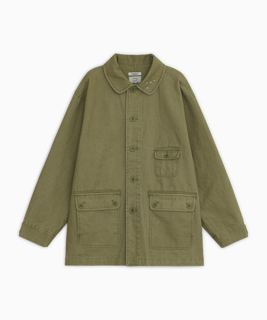 OHESHIO Star Floral Washed Cotton Jacket, Olive