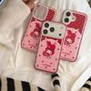 Эстетичный красный чехол для телефона с клубникой My Melody для iPhone 17 16 15 14 Pro Max, милый с точками и клеткой, с подставкой, защитная крышка для W