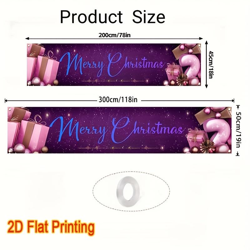 Purple Merry Christmas Christmas Yard Banner, Polyester Outdoor Fence Decor Garden Sign