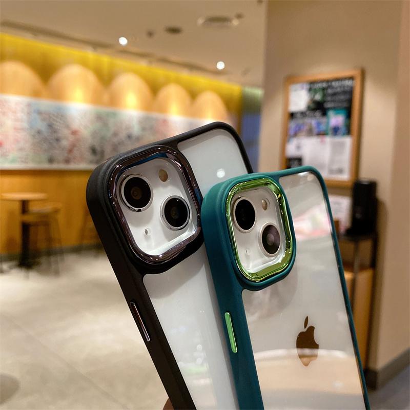 Прозрачный металлический чехол с рамкой объектива для Iphone 14 13 12 11 Pro Xs Max Xr X 14plus прозрачный силиконовый противоударный чехол для телефона Funda
