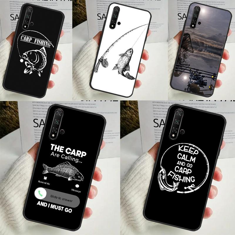Carp Fish Fishing Rod Case For Huawei Nova Y70 Y60 Y61 Y90 Y91 5T 9 10 SE 3i 8i 11i 11 Pro P20 P40 P30 Lite Cover