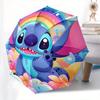 Disney Stitch,Rainbow,Fantasy Manual Opening and Closing Umbrella, 24-Rib Reinforced Folding Design, Lightweight