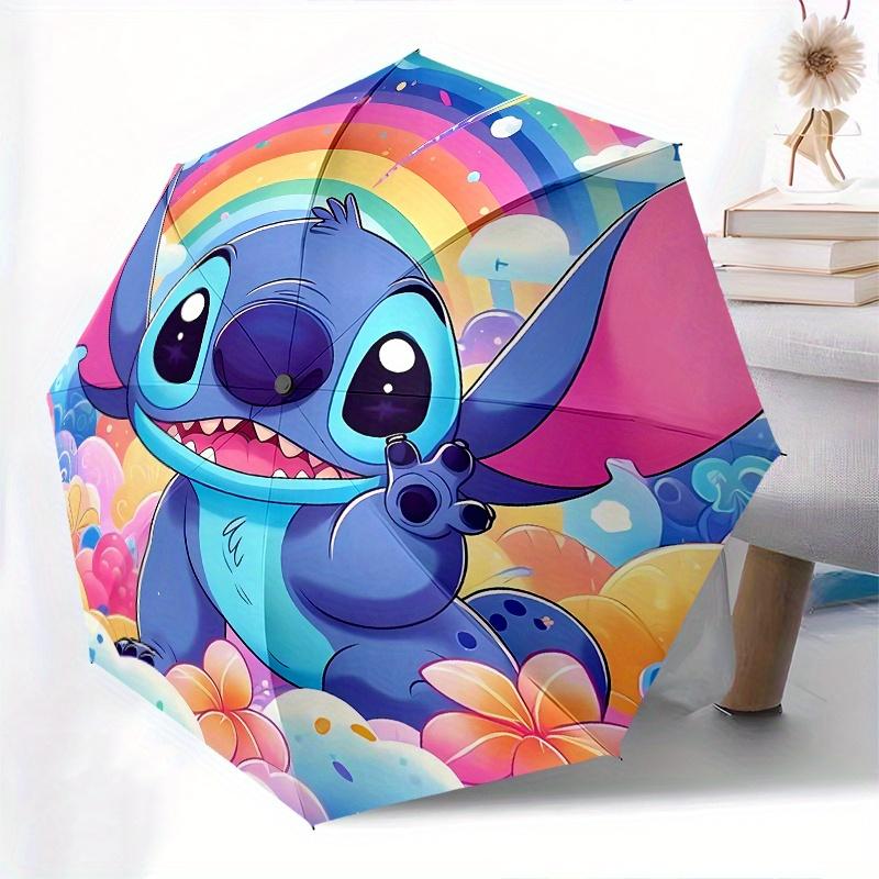 Disney Stitch,Rainbow,Fantasy Manual Opening and Closing Umbrella, 24-Rib Reinforced Folding Design, Lightweight