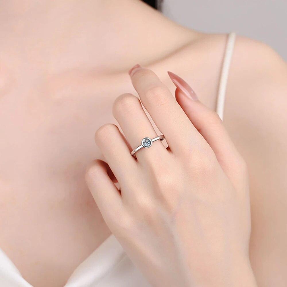 D Color VVS1 Moissanite Rings Round Classic Trendy Women Man Fine Jewelry GRA Certified S925 Sterling Sliver Plated 18k Ring