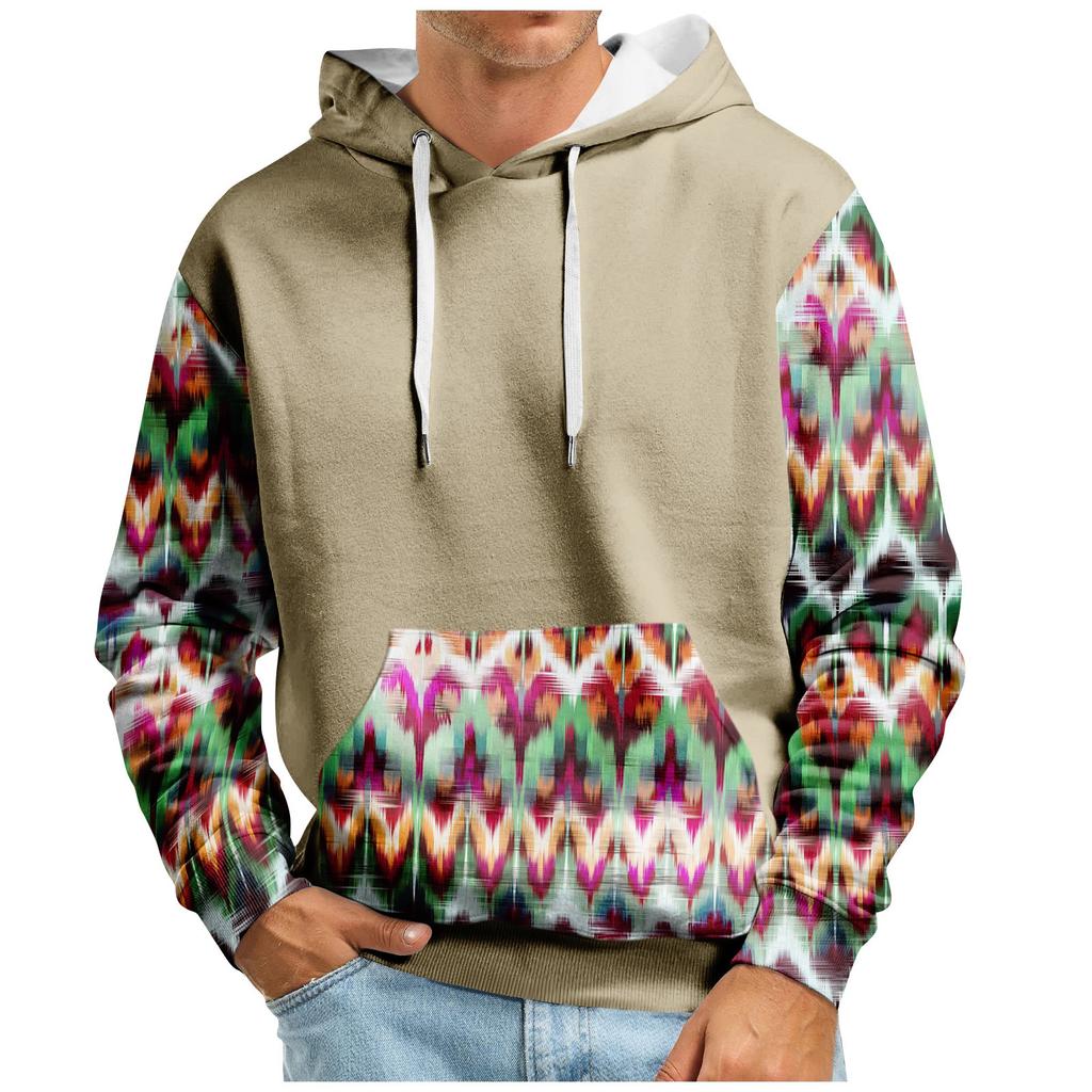 Осенний мужской свитер с большим капюшоном и цифровым принтом, новый большой базовый свитер