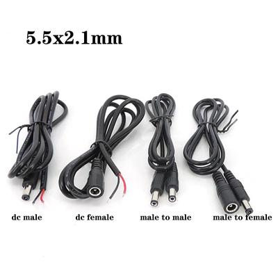 Черный 5.5x2.1 мм DC шнур провод папа-папа мама питание 2 провода штырь 20awg 22awg удлинительный соединительный кабель для камеры светодиодная лента
