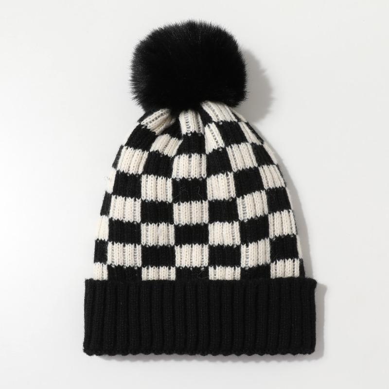 1pc Lattice Winter Warm Beanie Hats for Women Fleece Lined Beanie Knit Chunky Women Snow Cap for Daily Commuting and Casual Wear