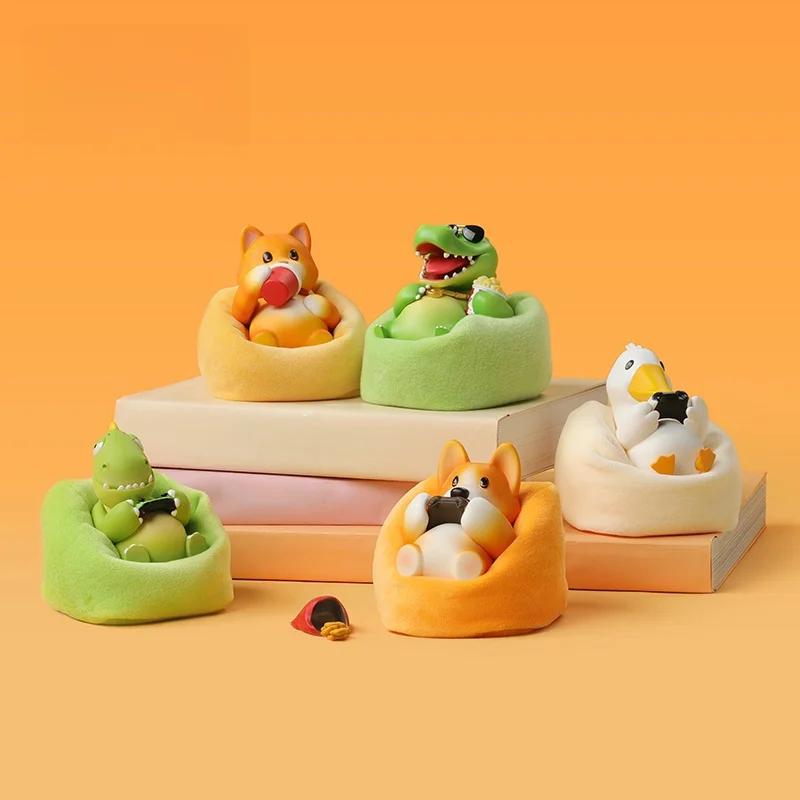 Новая Аниме Фигурка Party Animals Серия Party Animal Lying Win Ручная Работа Милый Кот Утка Коллекционная Фигурка Настольное Украшение Игрушка Подарки