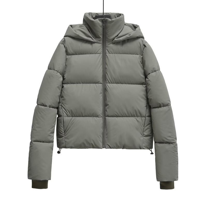 Womens Hooded Cotton Puffer Jacket Thick Warm Casual Streetwear Coat With Zippered Pockets