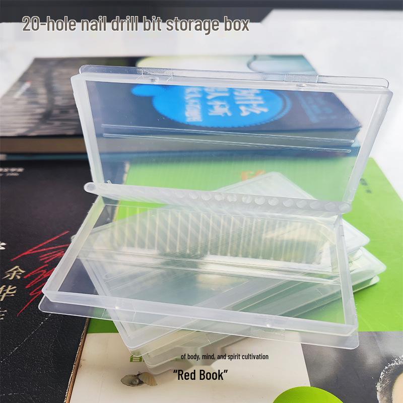 Прозрачный PP держатель на 20 слотов для керамических и вольфрамовых фрез для ногтей