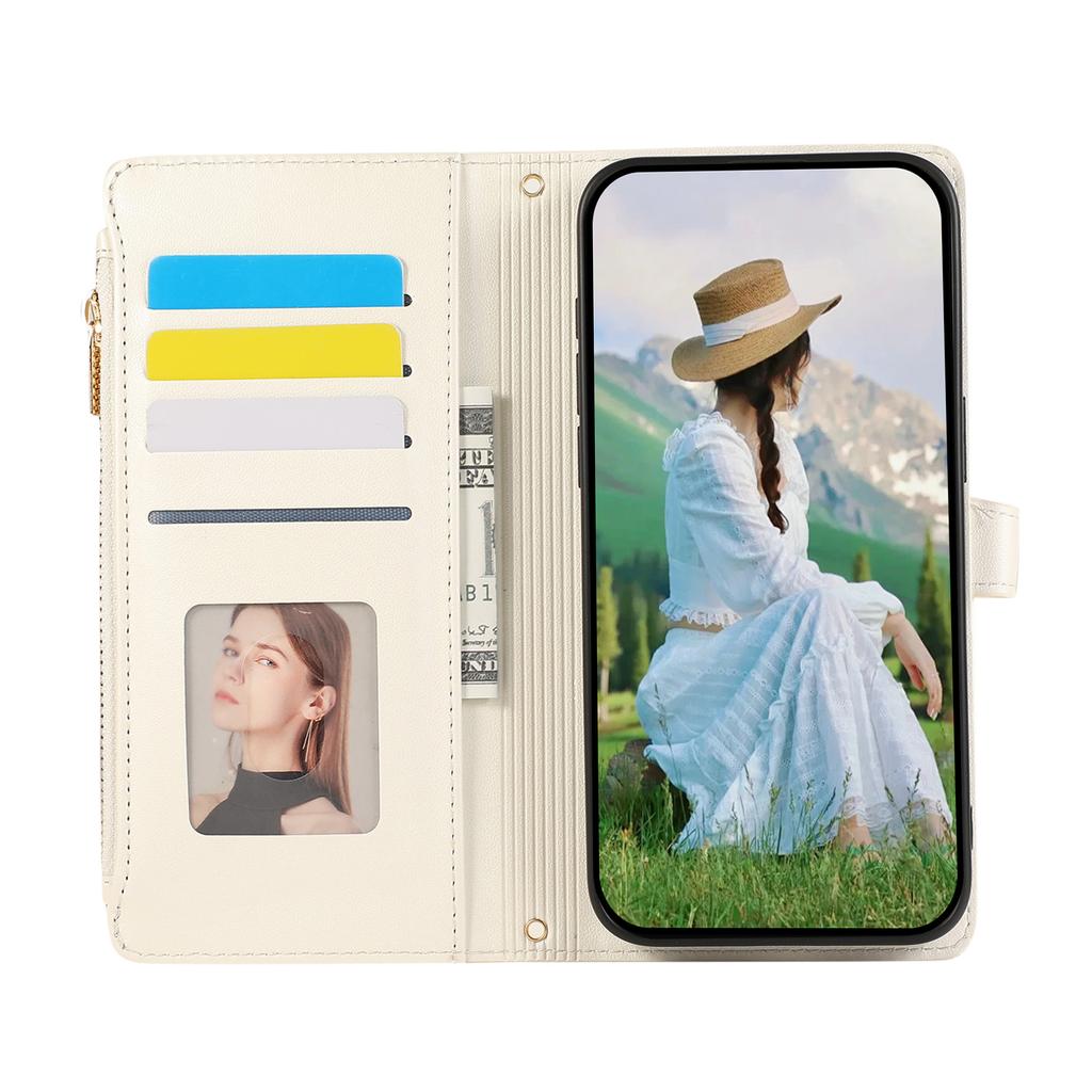 Чехол для Samsung Galaxy S25/S24 с несколькими отделениями для карт, на молнии, ромбовидный, кожаный чехол для телефона с ремешком на запястье