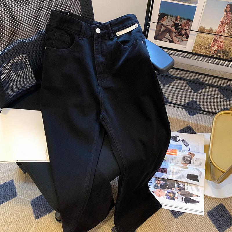 Denim Trousers Vintage Wide Leg Pants Women Korean Straight Long Pants High Waist Casual Loose  Autumn