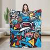 Cartoon Cute Doodle Blankets Quality Warm Soft  Throw Blanket Spring Kids Adult Outdoor Novelty Bedspread