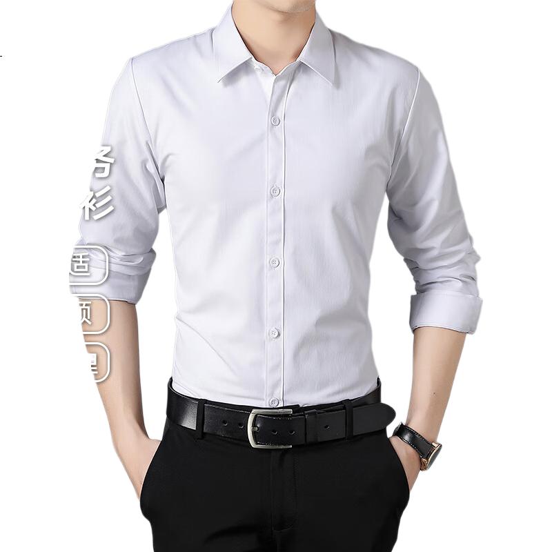 RED DRAGONFLY Men's Long Sleeve Cotton Casual Commuter Fashion Basic Comfortable Shirt White 3XL