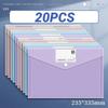 5/20Pack Plastic Envelopes , Clear Document A4 Size File Folder with Label Pocket, School Office Supplies Organization Storage